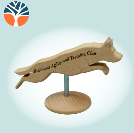 Wooden trophy cut from solid beech  and engraved with your message.