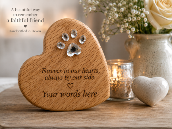 A memorial heart made of oak 
